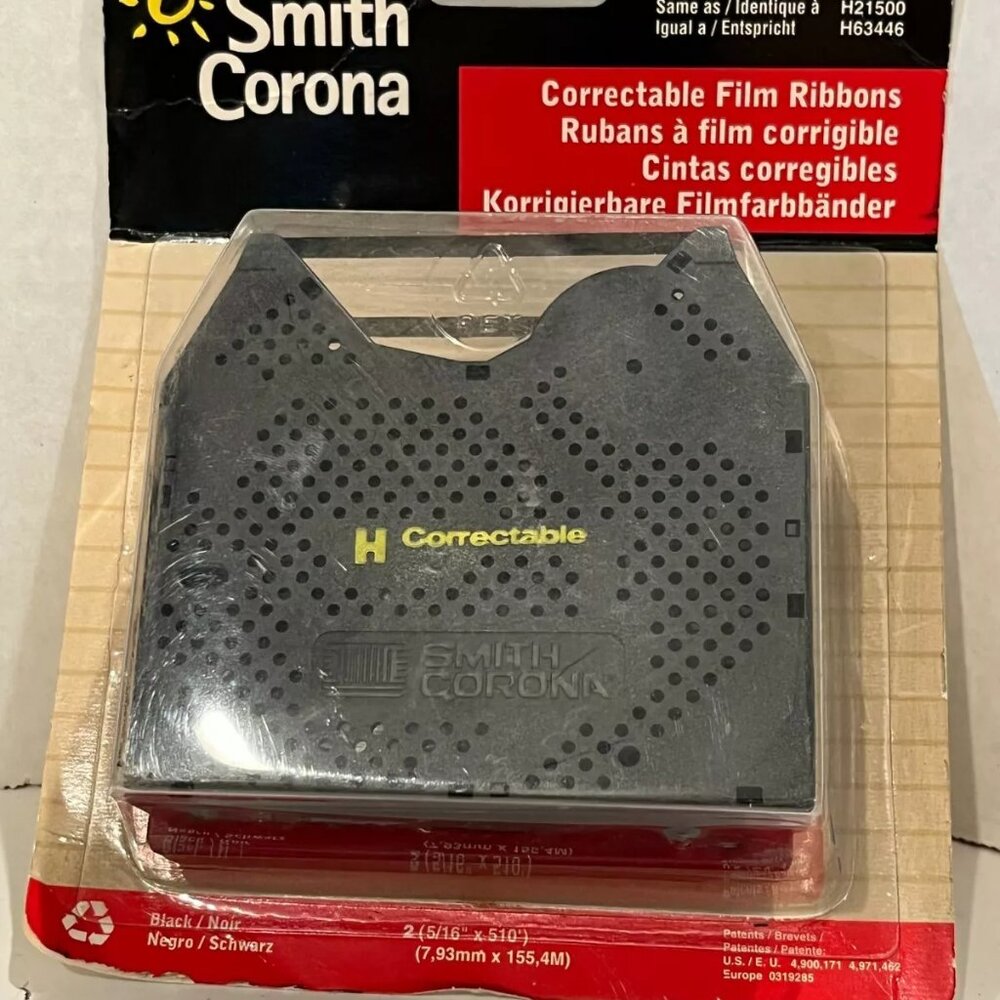 Smith Corona H 21000 Correctable Black Ribbons 2 (5/16" x 510'), Sealed
